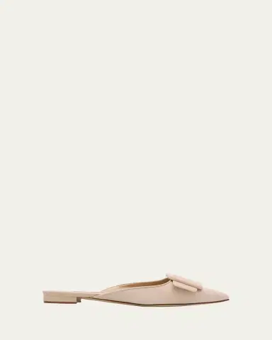 Manolo Blahnik Maysale Suede Buckle Ballerina Mules | Thumbnail 18