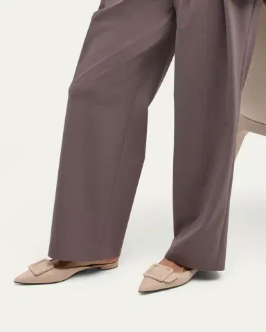 Manolo Blahnik Maysale Suede Buckle Ballerina Mules | Thumbnail 19