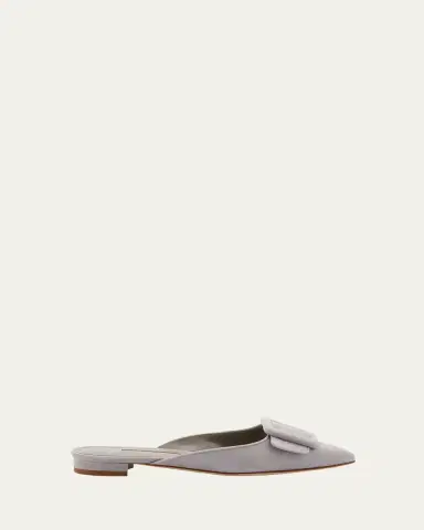 Manolo Blahnik Maysale Suede Buckle Ballerina Mules | Thumbnail 6