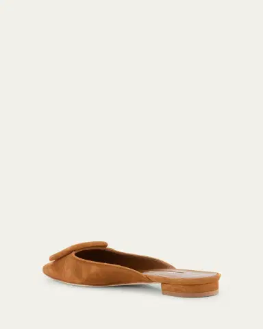 Manolo Blahnik Maysale Suede Buckle Ballerina Mules | Thumbnail 9