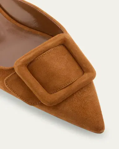Manolo Blahnik Maysale Suede Buckle Ballerina Mules | Thumbnail 10