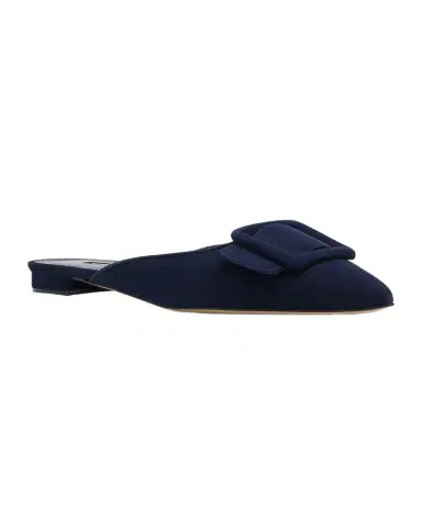 Manolo Blahnik Maysale Suede Buckle Ballerina Mules | Thumbnail 1