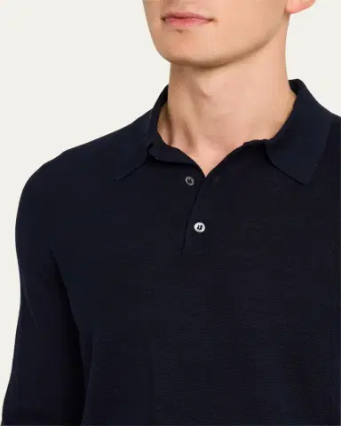 Ralph Lauren Purple Label Men's Silk-Cotton Polo Shirt | Thumbnail 5 Ralph Lauren Purple Label Men's Silk-Cotton Polo Shirt | Thumbnail 5