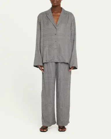 Toteme Monogram Flannel Pajama Top | Thumbnail 2