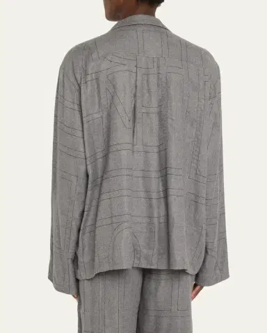 Toteme Monogram Flannel Pajama Top | Thumbnail 3