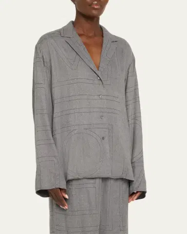 Toteme Monogram Flannel Pajama Top | Thumbnail 4