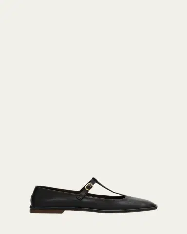 THE ROW Leather T-Strap Ballerina Flats | Thumbnail 11