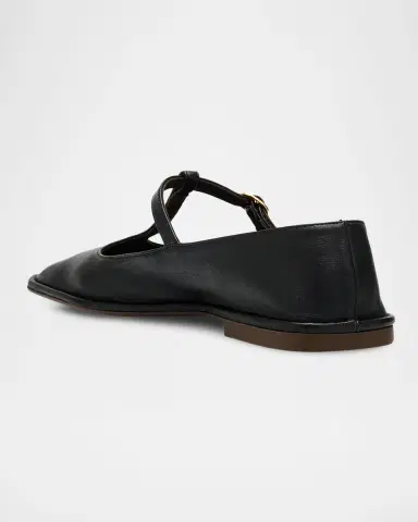 THE ROW Leather T-Strap Ballerina Flats | Thumbnail 3