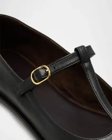 THE ROW Leather T-Strap Ballerina Flats | Thumbnail 4