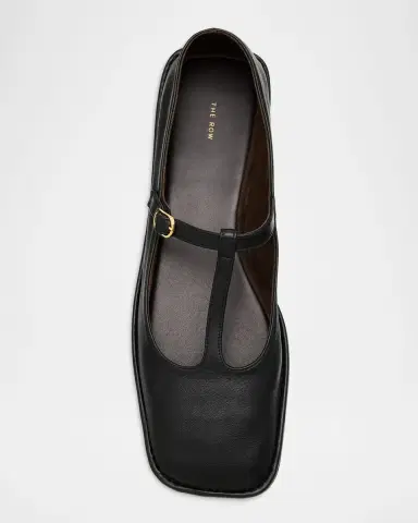 THE ROW Leather T-Strap Ballerina Flats | Thumbnail 5