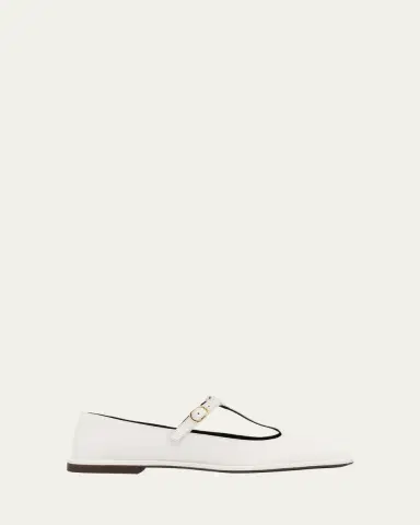 THE ROW Leather T-Strap Ballerina Flats | Thumbnail 6