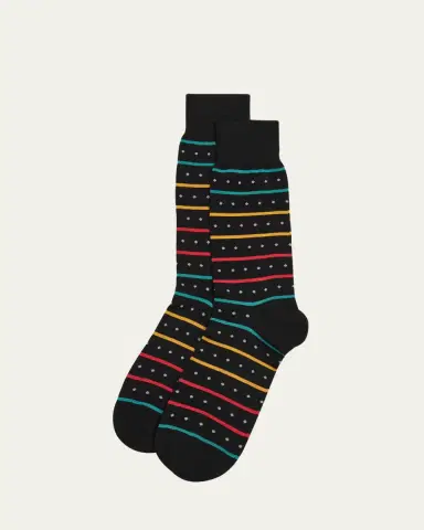 Paul Smith Men's Iago Spot Stripe Cotton-Stretch Crew Socks | Thumbnail 2
