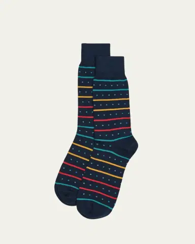 Paul Smith Men's Iago Spot Stripe Cotton-Stretch Crew Socks | Thumbnail 5