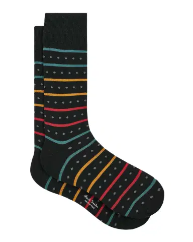 Paul Smith Men's Iago Spot Stripe Cotton-Stretch Crew Socks | Thumbnail 1