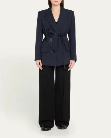 Erdem Flower Double-Breasted Belted Wool Blazer | Thumbnail 2