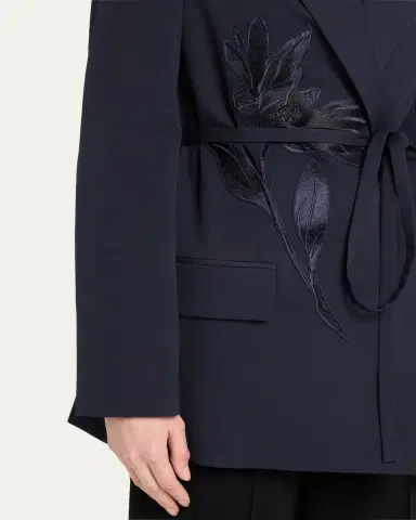Erdem Flower Double-Breasted Belted Wool Blazer | Thumbnail 5