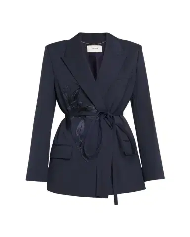 Erdem Flower Double-Breasted Belted Wool Blazer | Thumbnail 1