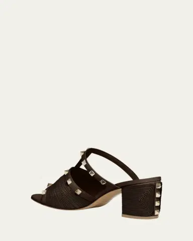 Valentino Garavani Rockstud Raffia Block-Heel Slide Sandals | Thumbnail 2 Valentino Garavani Rockstud Raffia Block-Heel Slide Sandals | Thumbnail 2