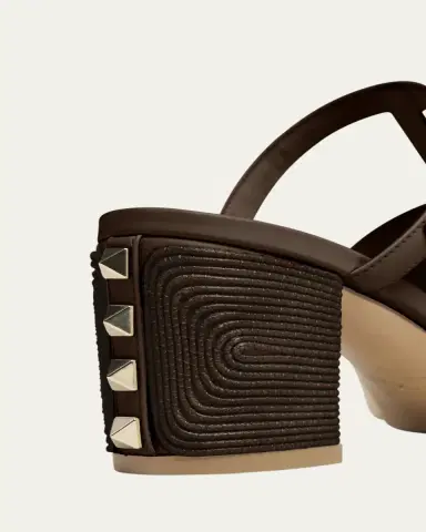 Valentino Garavani Rockstud Raffia Block-Heel Slide Sandals | Thumbnail 3 Valentino Garavani Rockstud Raffia Block-Heel Slide Sandals | Thumbnail 3