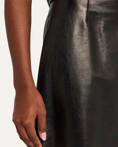 Lafayette 148 New York A-Line Leather Midi Skirt | Thumbnail 5