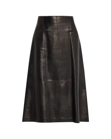 Lafayette 148 New York A-Line Leather Midi Skirt | Thumbnail 1