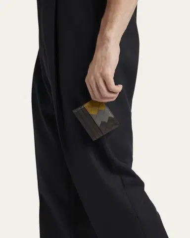 Bottega Veneta Men's Tricolor Intrecciato Leather Card Holder | Thumbnail 2