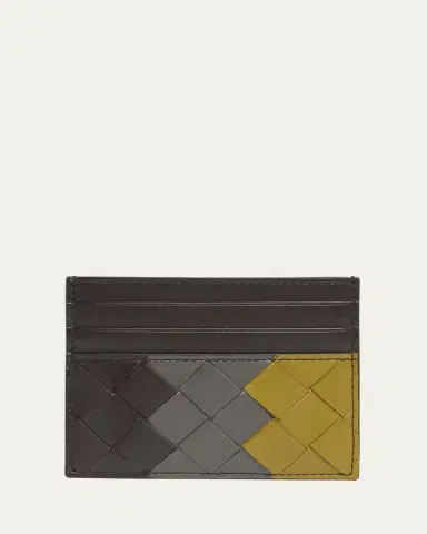 Bottega Veneta Men's Tricolor Intrecciato Leather Card Holder | Thumbnail 3