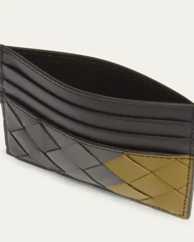 Bottega Veneta Men's Tricolor Intrecciato Leather Card Holder | Thumbnail 4