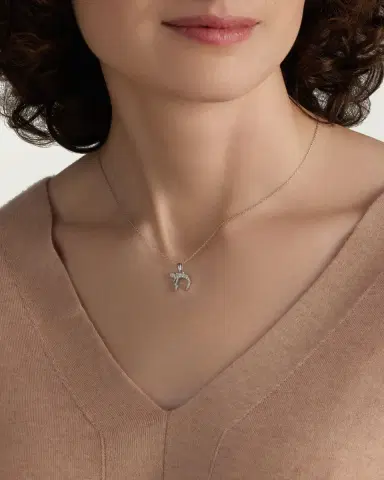 Procaccia Jewelry 18K Gold Large Chai Pave Diamond Necklace | Thumbnail 2 Procaccia Jewelry 18K Gold Large Chai Pave Diamond Necklace | Thumbnail 2