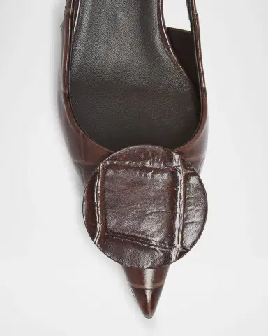 Jacquemus Croc-Embossed Leather Slingback Pumps | Thumbnail 3
