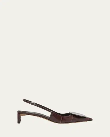 Jacquemus Croc-Embossed Leather Slingback Pumps | Thumbnail 5