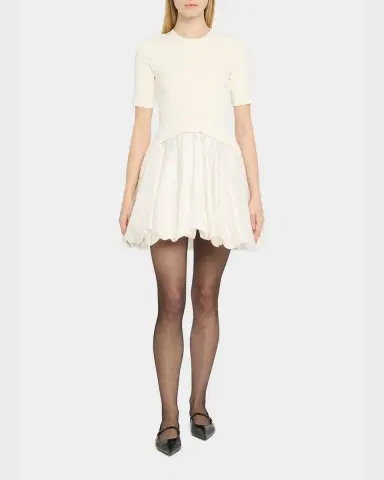 SIMKHAI Kenny Short-Sleeve Bubble Dress | Thumbnail 6