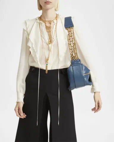 Chloé Ruffle Button-Down Silk Top | Thumbnail 3 Chloé Ruffle Button-Down Silk Top | Thumbnail 3