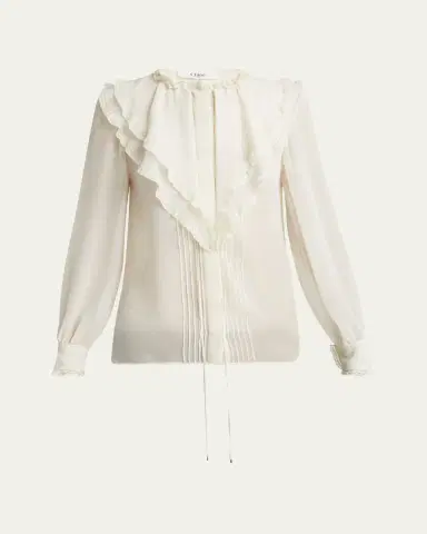 Chloé Ruffle Button-Down Silk Top | Thumbnail 5 Chloé Ruffle Button-Down Silk Top | Thumbnail 5