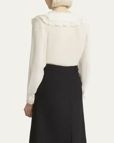 Chloé Ruffle Button-Down Silk Top | Thumbnail 7 Chloé Ruffle Button-Down Silk Top | Thumbnail 7