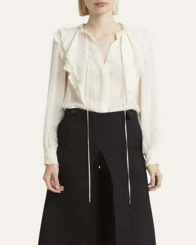 Chloé Ruffle Button-Down Silk Top | Thumbnail 8 Chloé Ruffle Button-Down Silk Top | Thumbnail 8