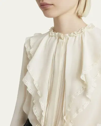 Chloé Ruffle Button-Down Silk Top | Thumbnail 9 Chloé Ruffle Button-Down Silk Top | Thumbnail 9