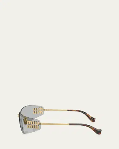 Miu Miu Rimless Logo Metal Rectangle Sunglasses | Thumbnail 2