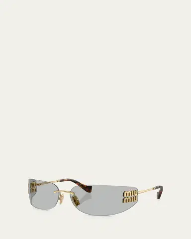 Miu Miu Rimless Logo Metal Rectangle Sunglasses | Thumbnail 3