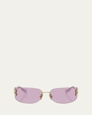 Miu Miu Rimless Logo Metal Rectangle Sunglasses | Thumbnail 4