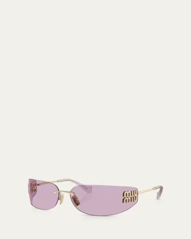 Miu Miu Rimless Logo Metal Rectangle Sunglasses | Thumbnail 5