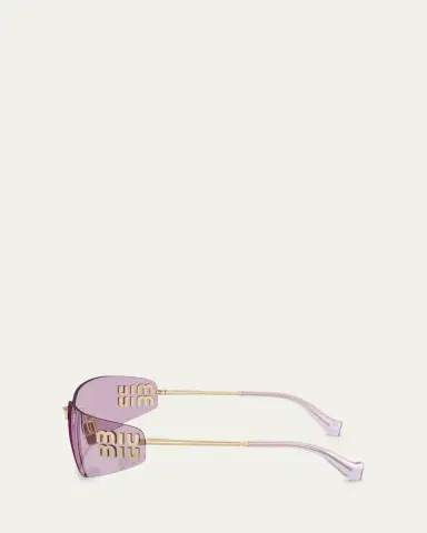 Miu Miu Rimless Logo Metal Rectangle Sunglasses | Thumbnail 6