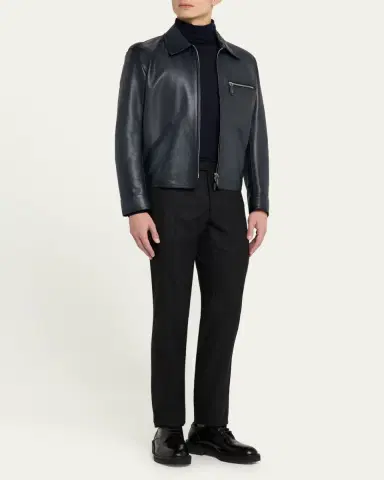 Berluti Men's Full-Zip Leather Jacket | Thumbnail 2 Berluti Men's Full-Zip Leather Jacket | Thumbnail 2