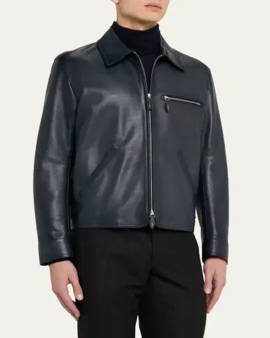 Berluti Men's Full-Zip Leather Jacket | Thumbnail 4 Berluti Men's Full-Zip Leather Jacket | Thumbnail 4
