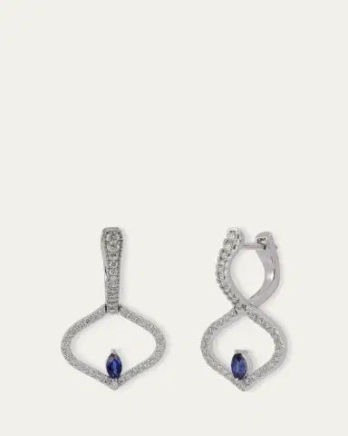 Gyan Jaipur Sarai Diamond and Blue Sapphire Single Motif Earrings | Thumbnail 2 Gyan Jaipur Sarai Diamond and Blue Sapphire Single Motif Earrings | Thumbnail 2