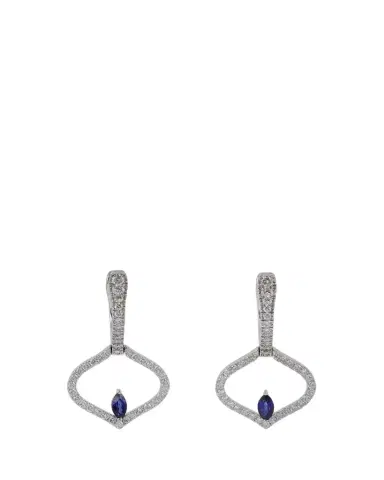 Gyan Jaipur Sarai Diamond and Blue Sapphire Single Motif Earrings | Thumbnail 1 Gyan Jaipur Sarai Diamond and Blue Sapphire Single Motif Earrings | Thumbnail 1