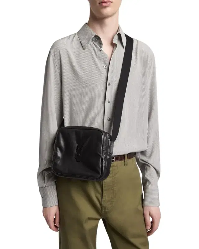 Saint Laurent Men's Niki YSL Cube Camera Bag in Leather