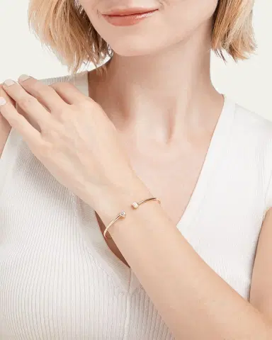Kendall Row Flexible 14K Yellow Gold Two-Stone Lab Diamond Cuff Bracelet | Thumbnail 2