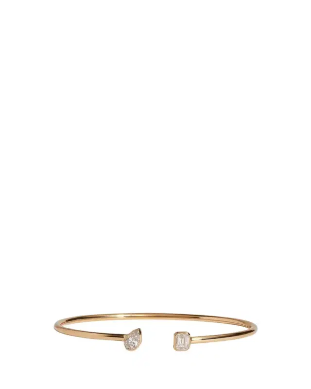 Kendall Row Flexible 14K Yellow Gold Two-Stone Lab Diamond Cuff Bracelet
