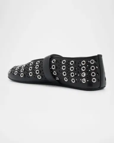 Alaïa Vienne Buckle Eyelet & Laser-Cut Leather Ballet Flats | Thumbnail 2